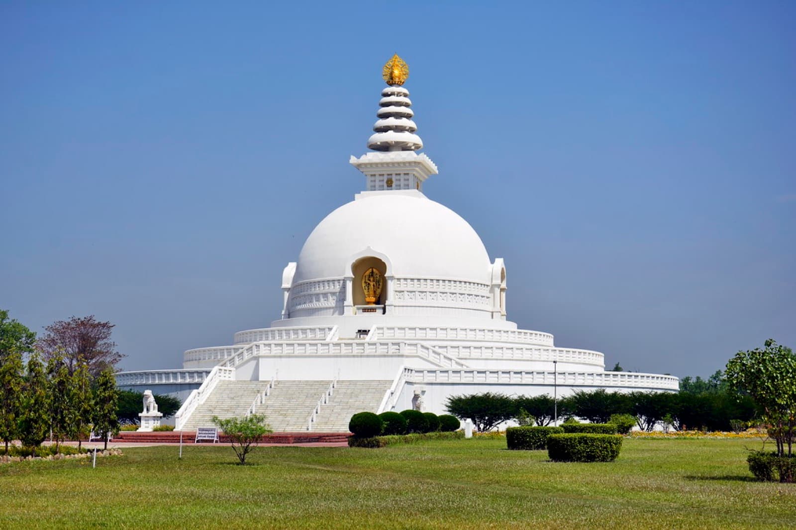 Maya Devi Temple in Lumbini at sunset